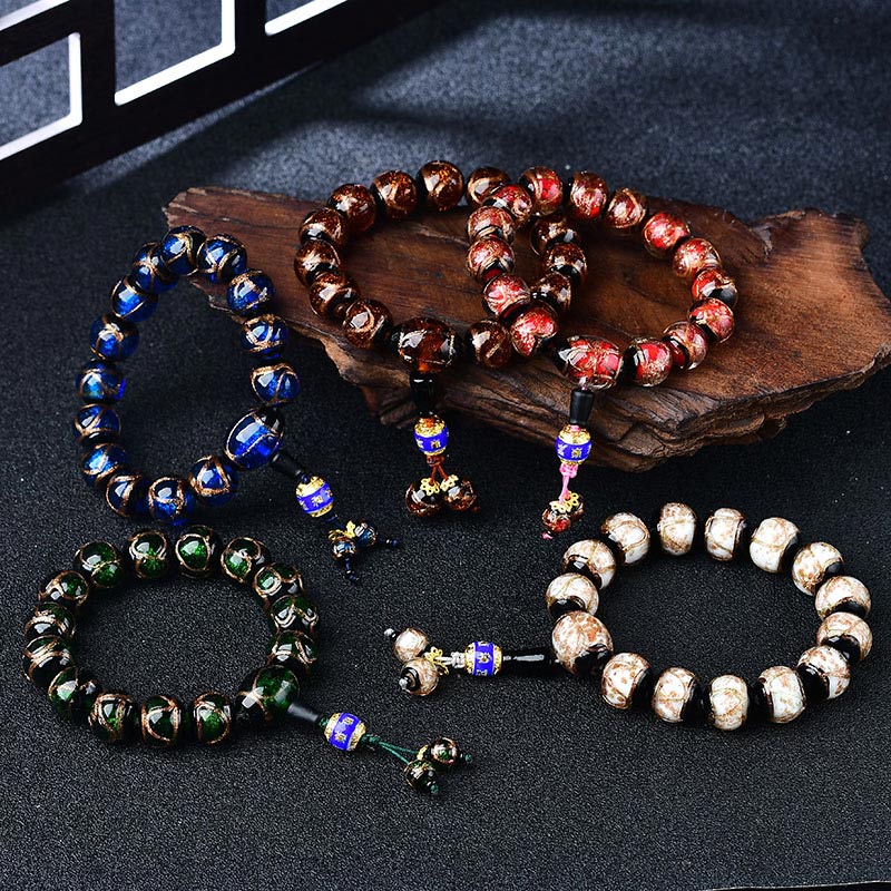 Bransoletka lecznicza z agatu tybetańskiego Dragon Vein