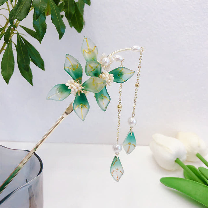 Spinka do włosów z frędzlami w kształcie liścia kwiatowego