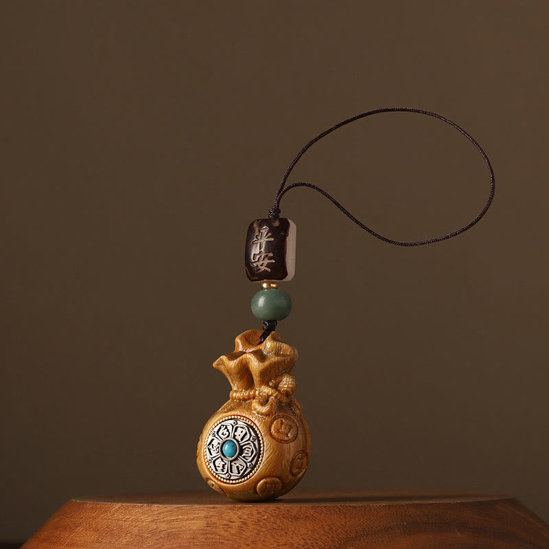 Buddha Stones Mały liść Czerwony sandałowiec Zielony sandałowiec Worek pieniędzy Om Mani Padme Hum Obrotowa ochrona wisząca dekoracja