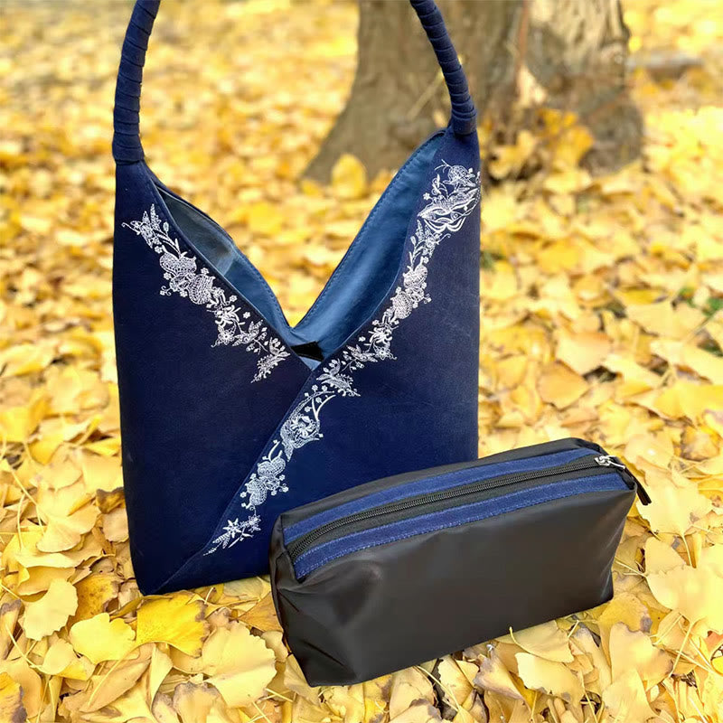 Zestaw torebek typu tote z ręcznie robionym haftem z Buddha Stones