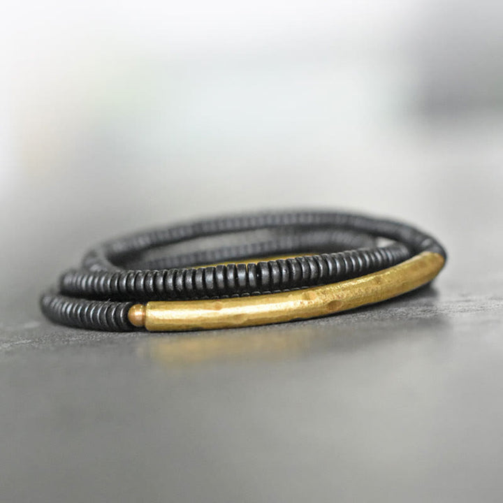 Bransoletka Buddha Stones Ebony Wood Copper Balance Multilayered