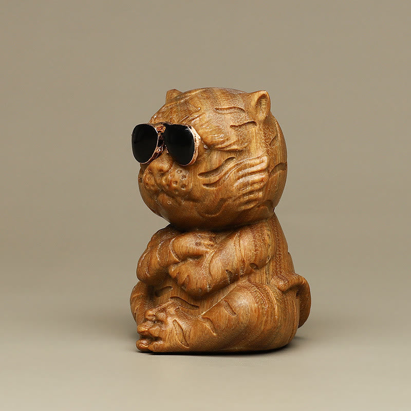 Buddha Stones Małe Zielone Drzewo Sandałowe Tygrys Grawerowane Pozytywne Dekoracje Biurka