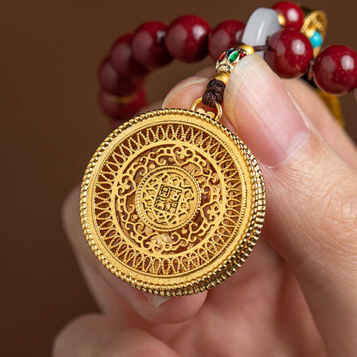 Buddha Stones Naturalne Cynober Życzenie Ruyi Pokój Błogosławieństwo Wisząca Dekoracja Samochodowa