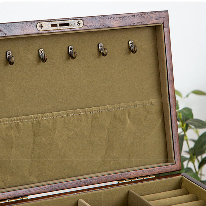 Pudełko na biżuterię z litego drewna w stylu retro z Buddha Stones, czterowarstwowe, drewniane pudełko do przechowywania biżuterii