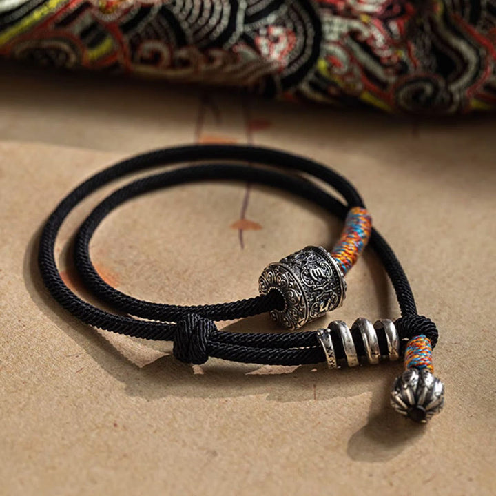 Buddha Stones Tybetańskie Om Mani Padme Hum Rzeźbiony Amulet Podwójnie Owijana Bransoletka