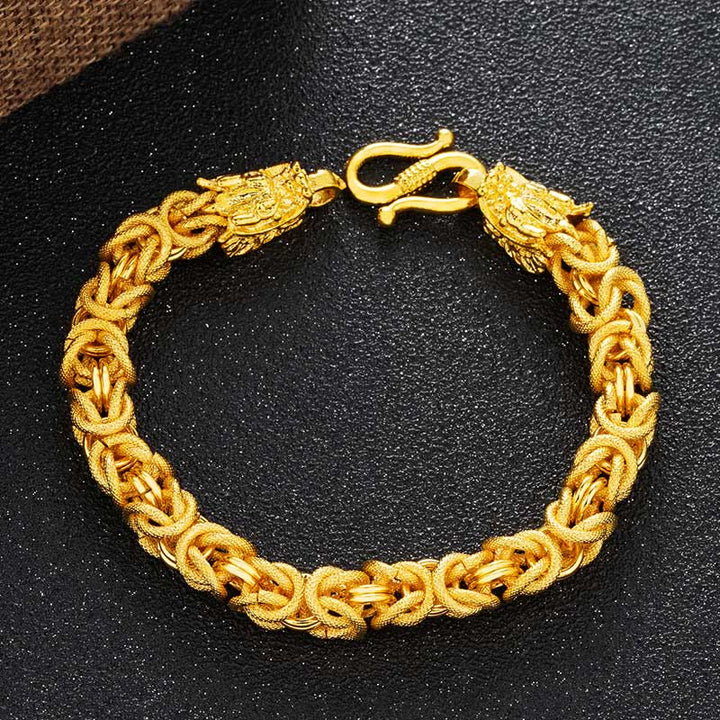 Bransoletka ochronna Buddha Stones 24k Gold Double Headed Dragon