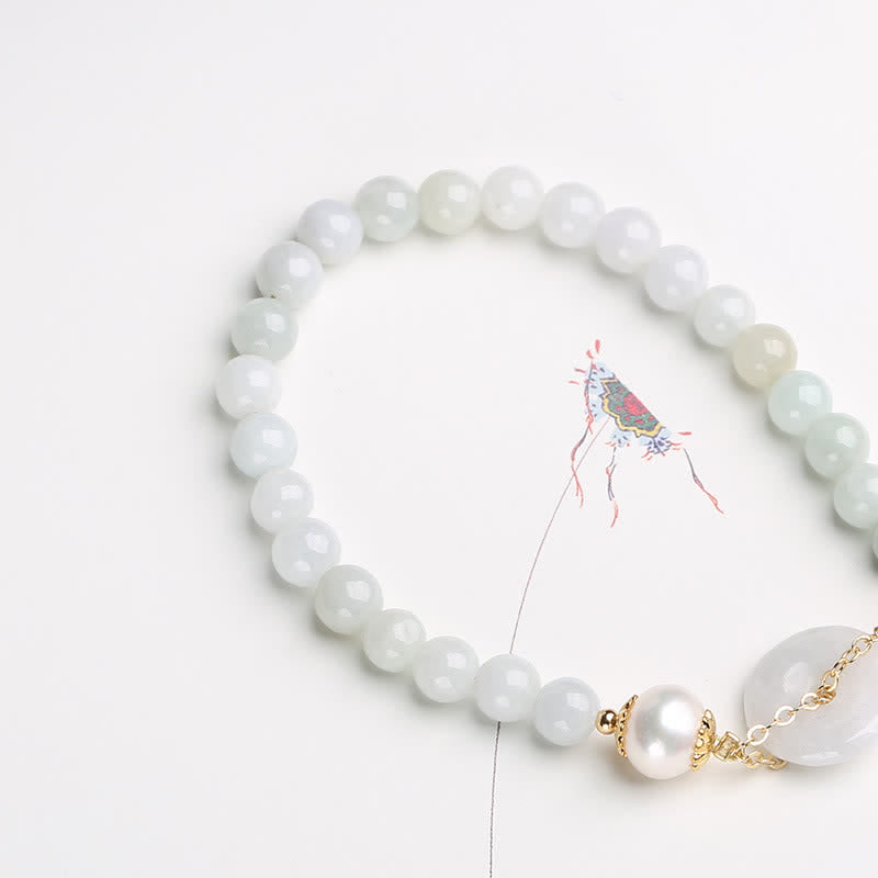 Bransoletka Buddha Stones Natural Jade Pearl Peace Buckle Prosperity Luck