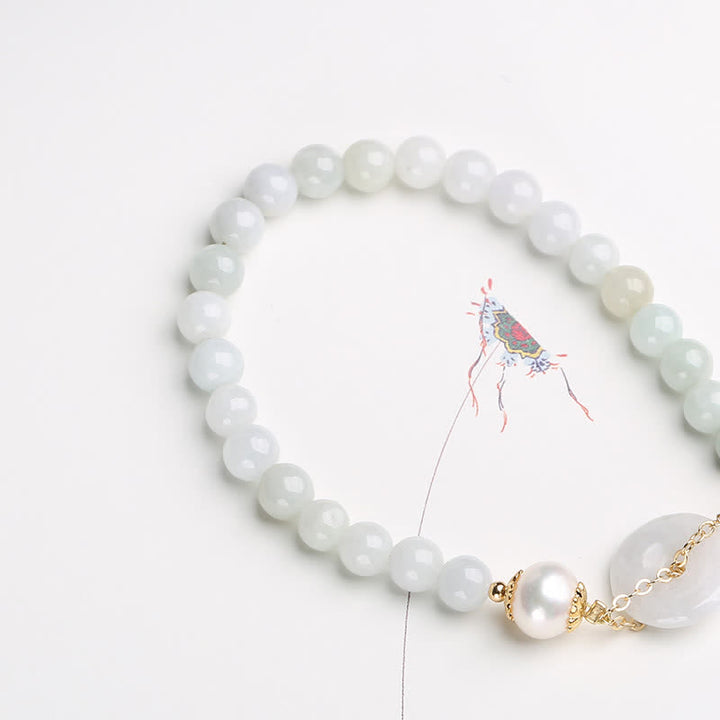 Bransoletka Buddha Stones Natural Jade Pearl Peace Buckle Prosperity Luck