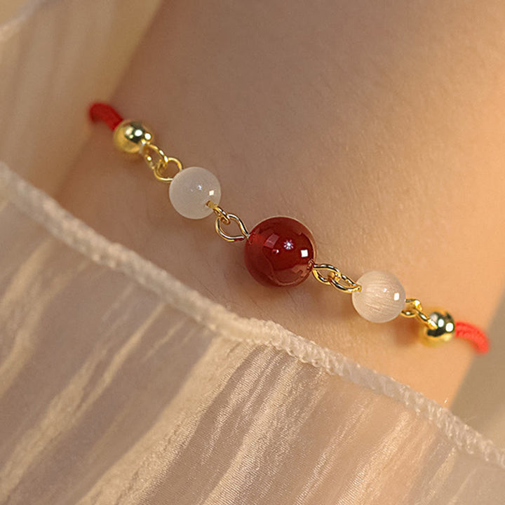 Buddha Stones Red Agat Cat Eye Braided String Confidence - image 5