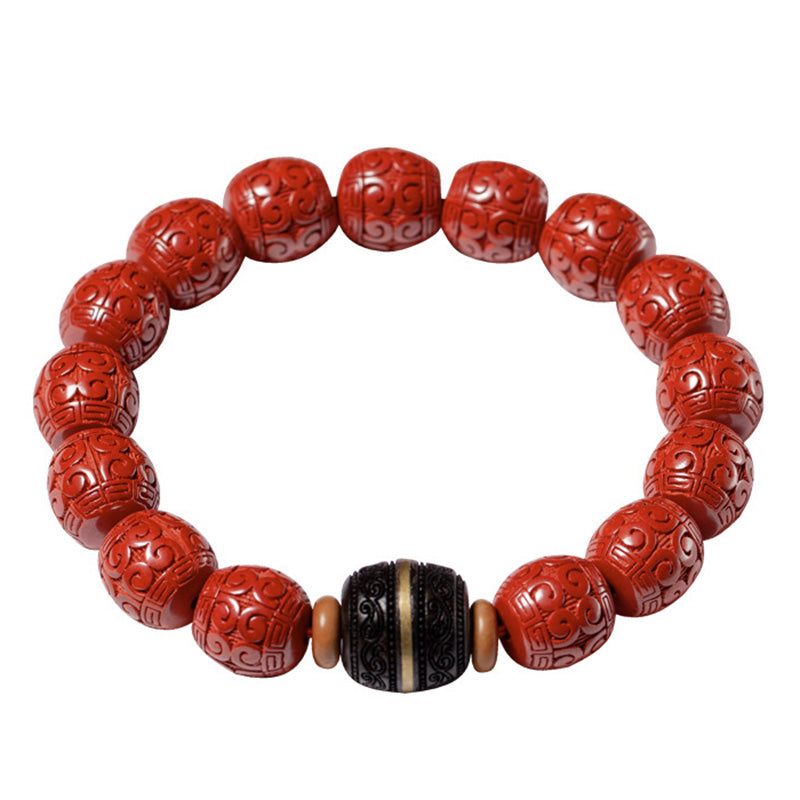 Bransoletka Buddha Stones Natural Cinnabar Ebony Calm Blessing