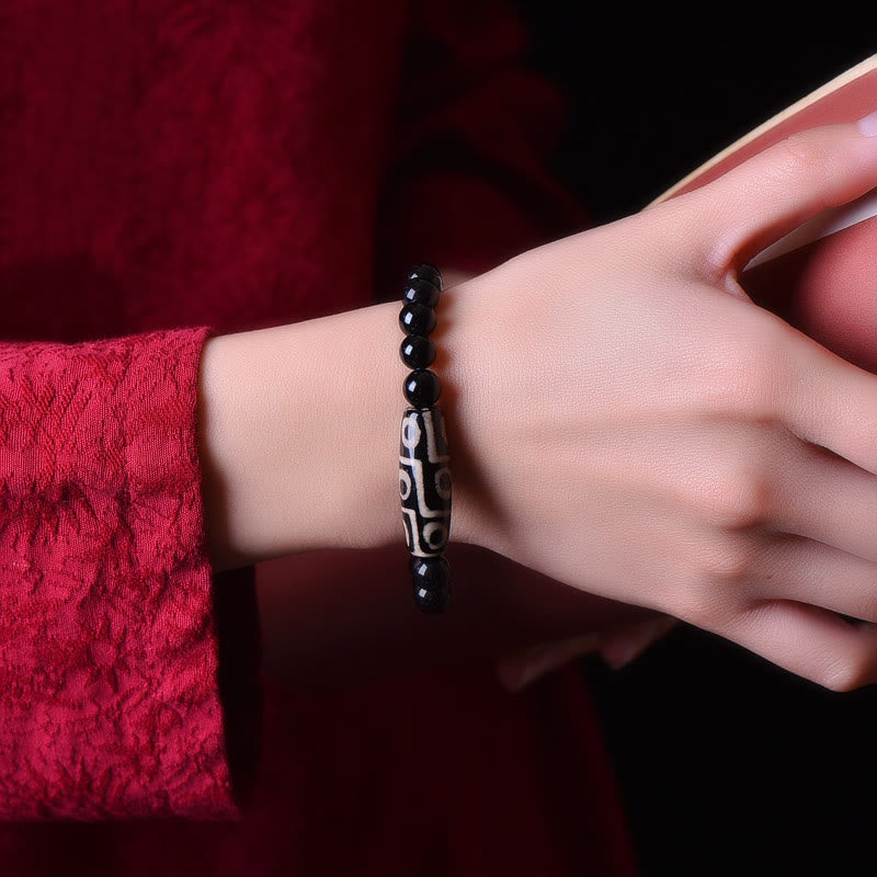 Buddha Stones Tybetańskie Naturalne Dziewięciooczne Dzi Koraliki Bransoletka Mocy Bogactwa