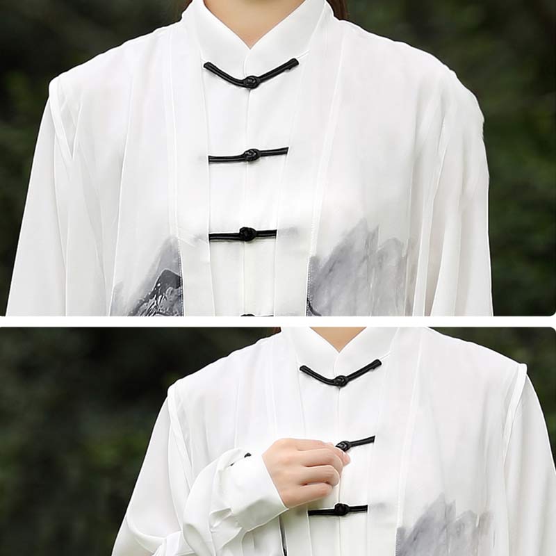 3-częściowy zestaw ubrań unisex do medytacji z malowaniem tuszem, duchową modlitwą, zen, tai chi, qigong