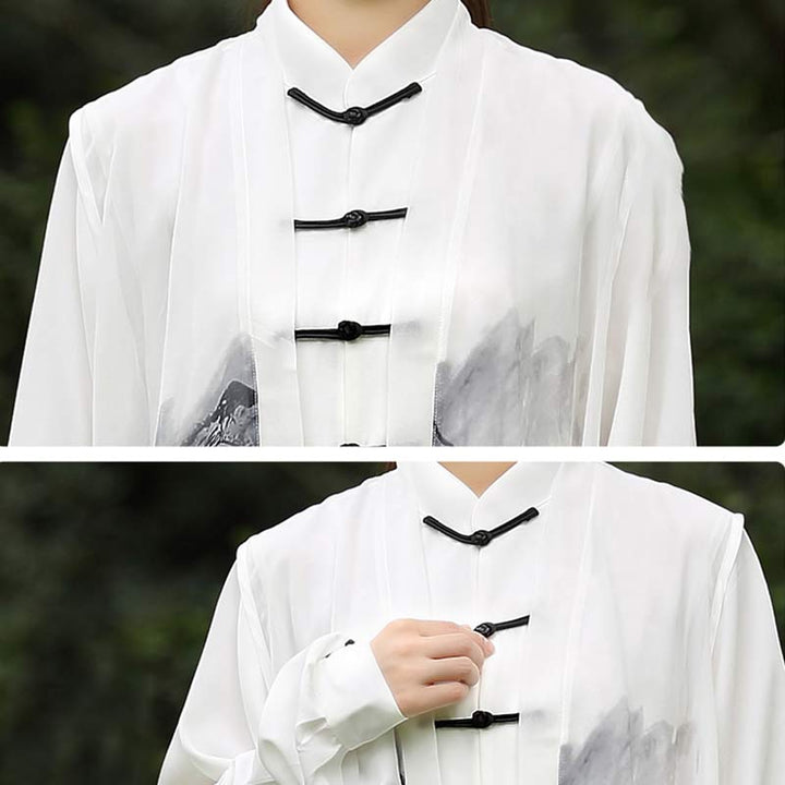 3-częściowy zestaw ubrań unisex do medytacji z malowaniem tuszem, duchową modlitwą, zen, tai chi, qigong