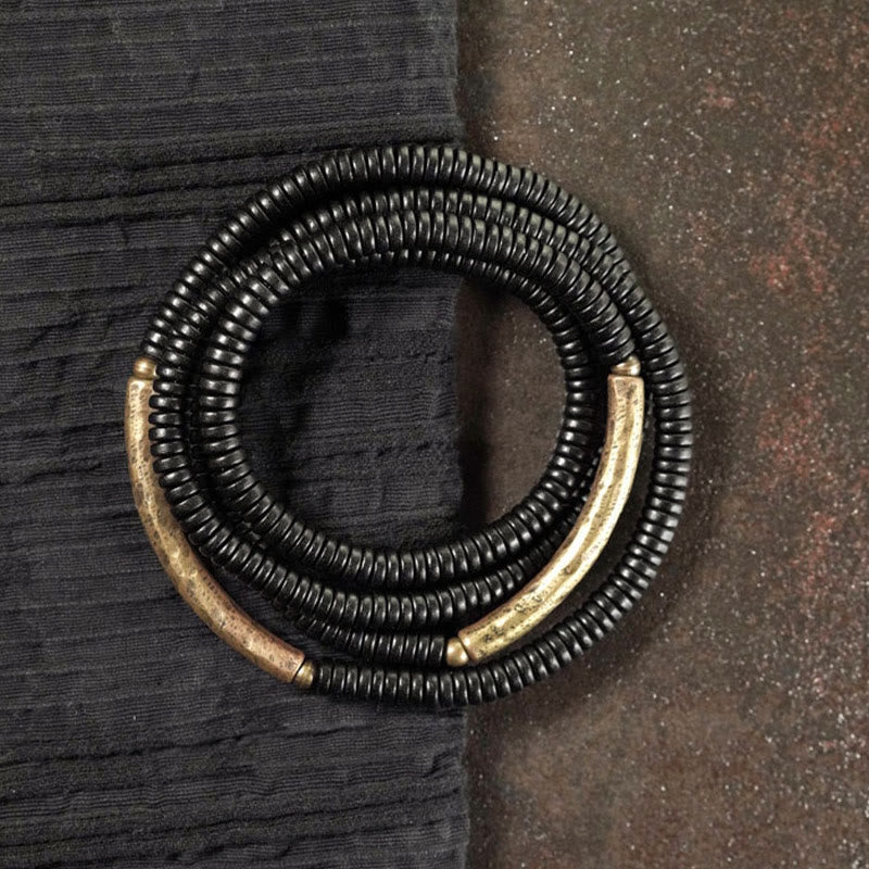 Bransoletka Buddha Stones Ebony Wood Copper Balance Multilayered