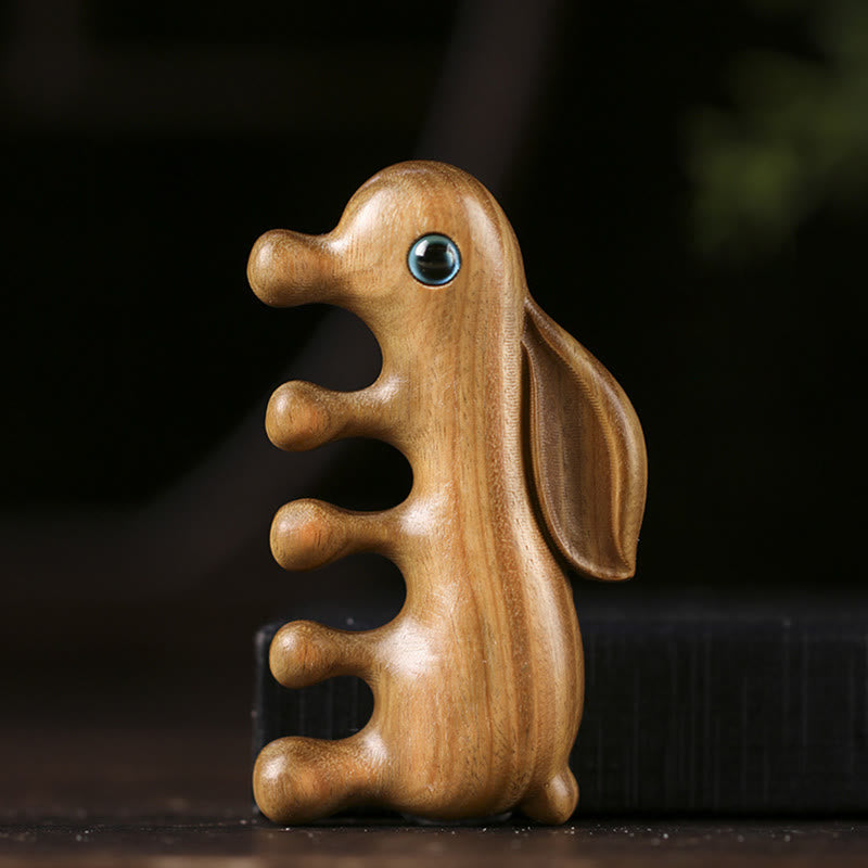 Mały liść czerwonego drzewa sandałowego Zielone drzewo sandałowe Piękny króliczek relaksujący grzebień do masażu