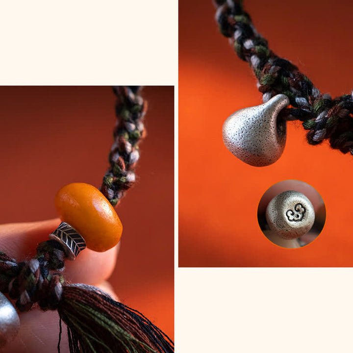 Bransoletka ochronna z bursztynu, waga Steelyard, srebro próby 990, wykonana z Tybetu, ręcznie robiona