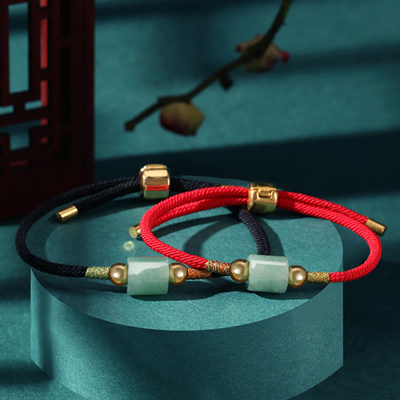 Buddha Stones Tybet Ręcznie Robione Zielony Awenturyn Czerwony Kamień Malachit Ochrona Szczęścia Bransoletka z Plecionej Linii