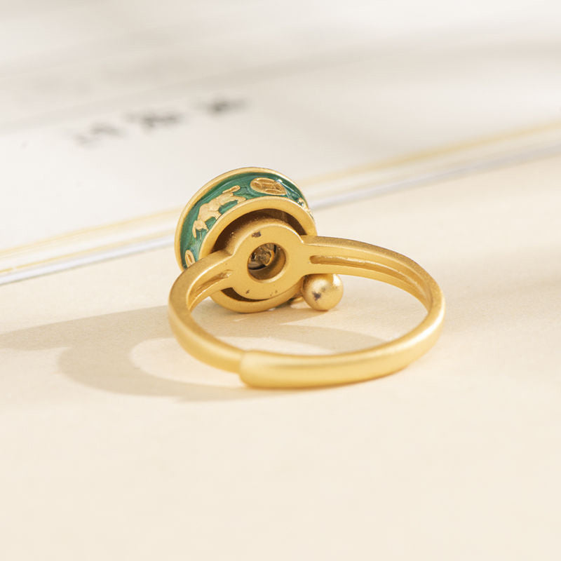 Yin Yang Miedziany Pierścień Szczęścia Bogactwa Obrotowy