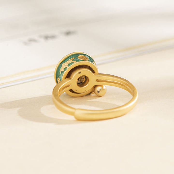 Yin Yang Miedziany Pierścień Szczęścia Bogactwa Obrotowy