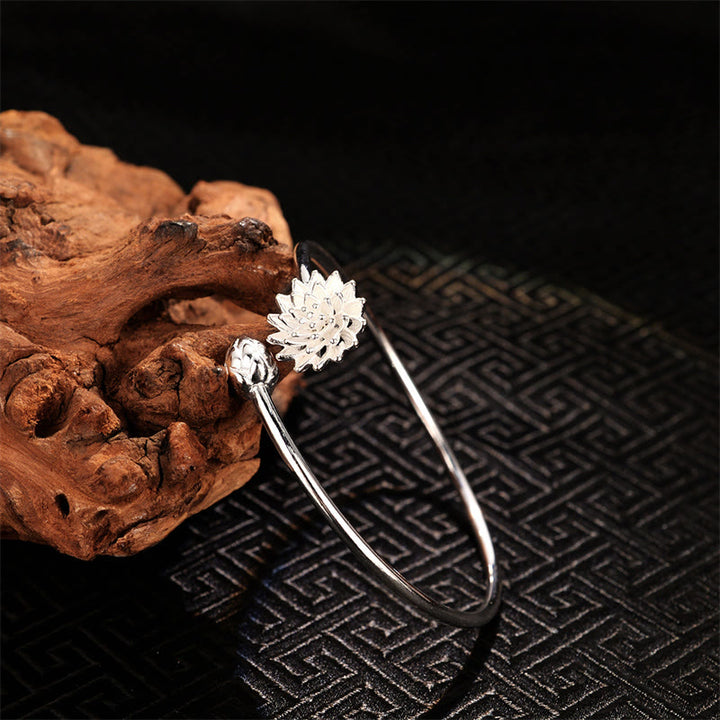 Bransoletka Buddha Stones Retro Lotos Biała Miedź Oświecenie Bangle