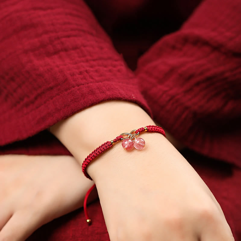 Buddha Stones Naturalny Kwarc Truskawkowy Ametyst Zielony Phantom Koralik Pozytywna Bransoletka