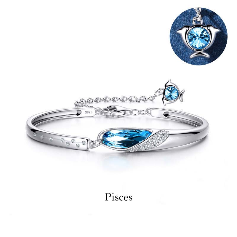 Buddha Stones 925 Miedź Posrebrzana 12 Konstelacji Zodiaku Bransoletka z Charmsami