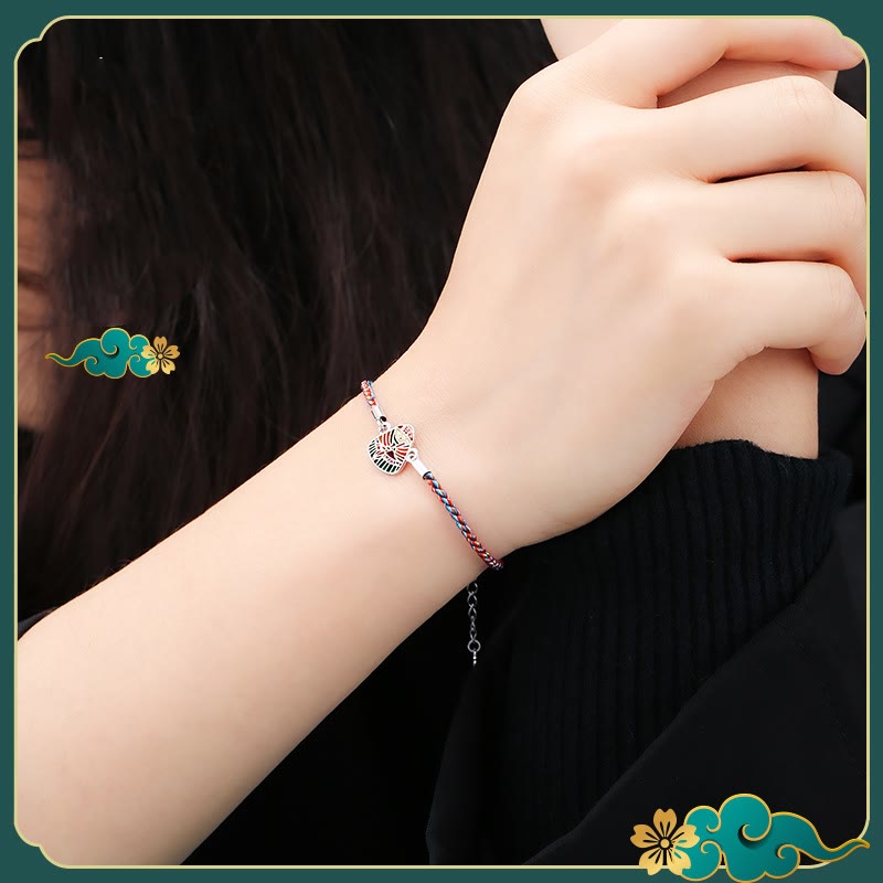 Buddha Stones 925 Srebro Sterling Wzór Zongzi Szczęście Wielokolorowa Bransoletka Ręcznie Robiona