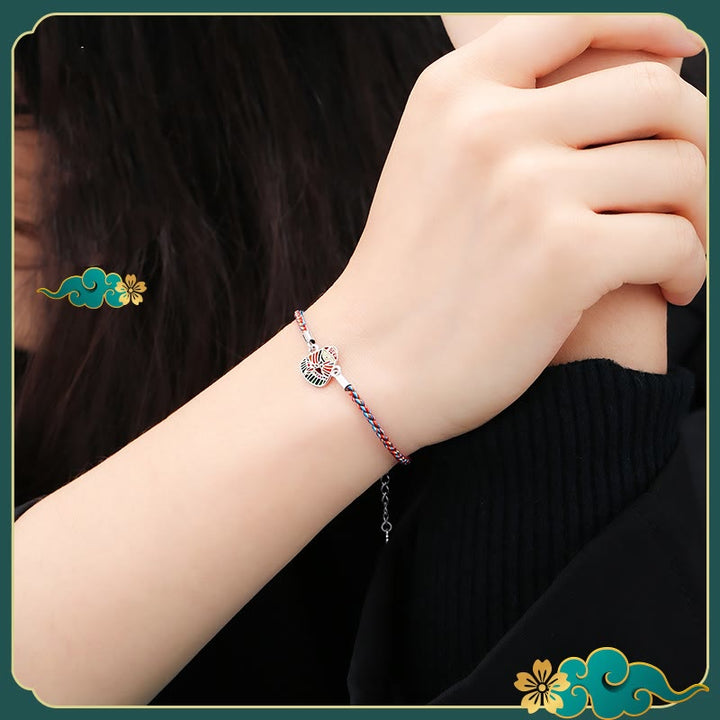 Buddha Stones 925 Srebro Sterling Wzór Zongzi Szczęście Wielokolorowa Bransoletka Ręcznie Robiona