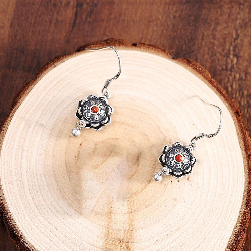 Buddha Stones 925 Srebro Sterling Om Mani Padme Hum Lotus Naszyjnik Pokoju Wisiorek Kolczyki - image 9