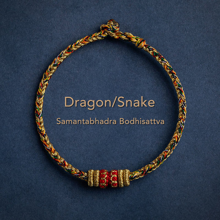 Buddha Stones Tybet Ręcznie Robione Chińskie Zodiak Natal Budda Szczęście Siła Bransoletka z Plecionego Sznurka