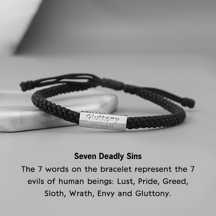 Bransoletka pleciona ze sznurka Siedem grzechów głównych Siedem cnót