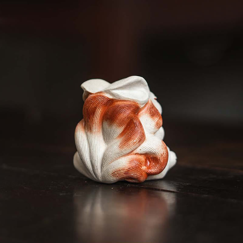 Buddha Stones Miniaturowy Dziewięcioogonowy Lis Fioletowa Glina Dekoracja Biurka Szczęścia