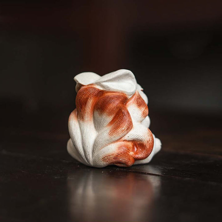 Buddha Stones Miniaturowy Dziewięcioogonowy Lis Fioletowa Glina Dekoracja Biurka Szczęścia