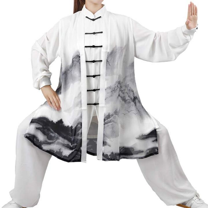 3-częściowy zestaw ubrań unisex do medytacji z malowaniem tuszem, duchową modlitwą, zen, tai chi, qigong