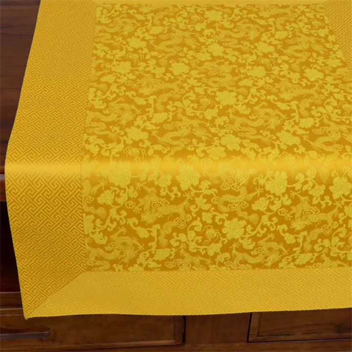 Ołtarz modlitewny Kwiat Smok Wzór Tybetańskie Pomyślne Symbole Żakard Mata