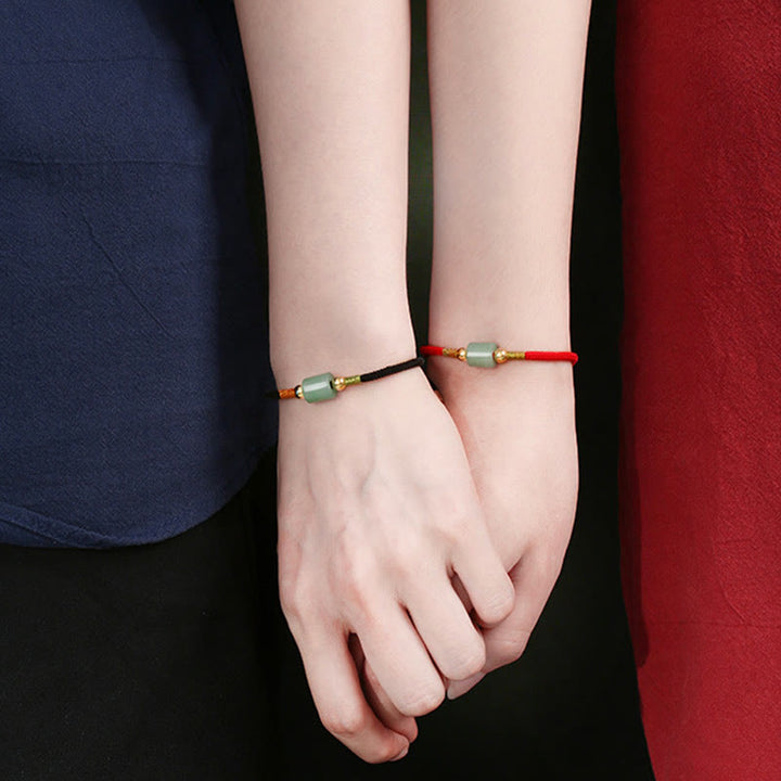 Buddha Stones Tybet Ręcznie Robione Zielony Awenturyn Czerwony Kamień Malachit Ochrona Szczęścia Bransoletka z Plecionej Linii