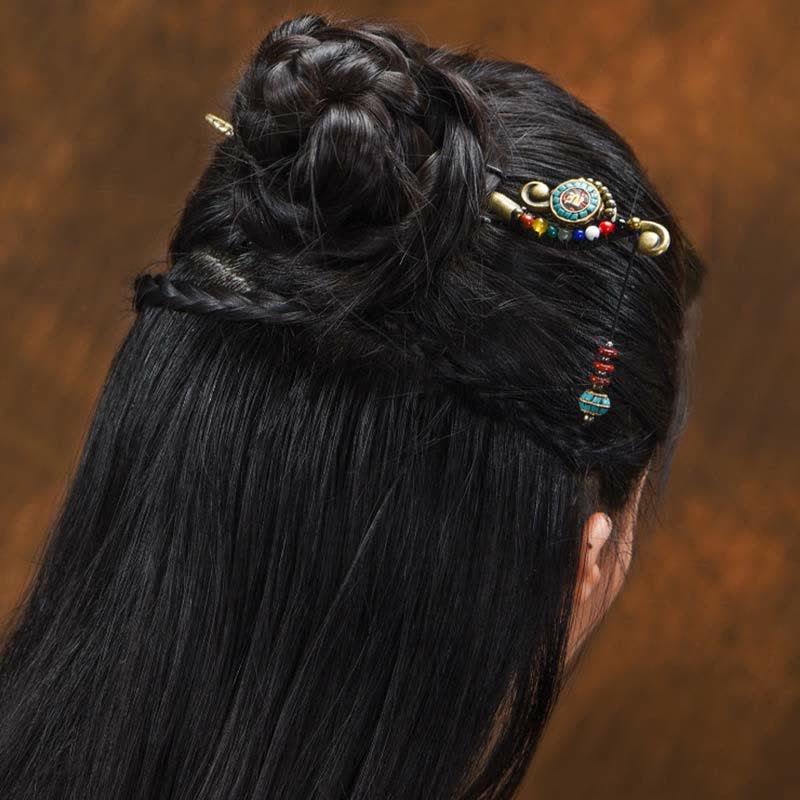 Ozdoby do włosów z agatu turkusowego i ochrony tybetańskiej