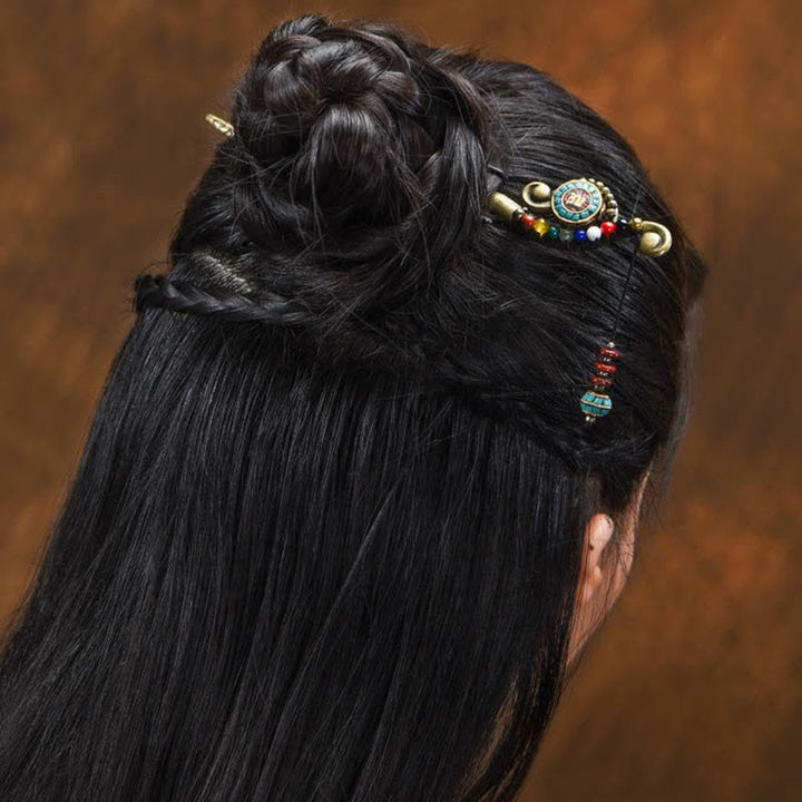 Ozdoby do włosów z agatu turkusowego i ochrony tybetańskiej