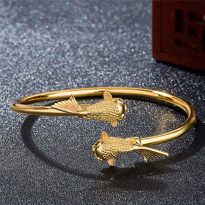 Bransoletka Buddha Stones Double Koi Fish Copper Prosperity Wealth