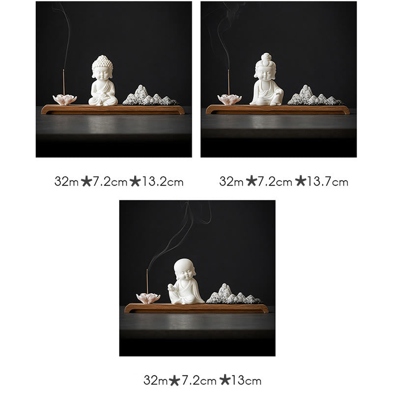 Buddha Stones Kwiat Lotosu Tathagata Kwan Yin Avalokitesvara Ksitigarbha Medytacja Ceramiczny Kadzidełko Dekoracja