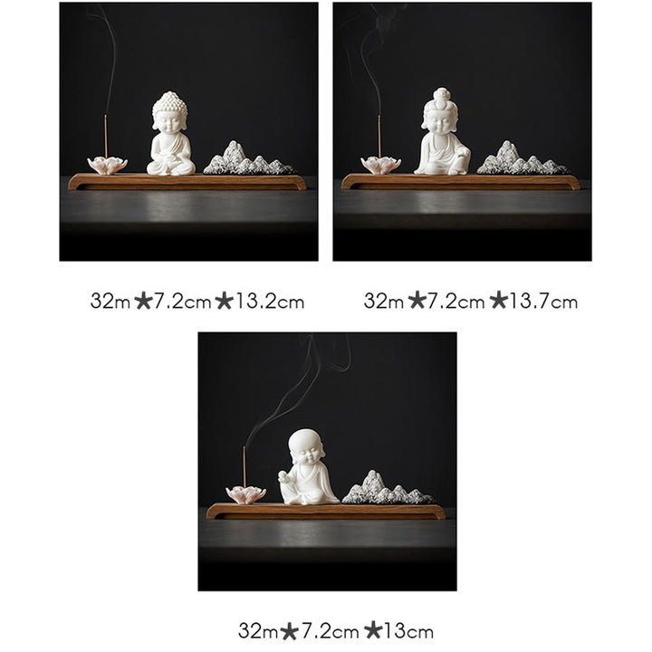 Buddha Stones Kwiat Lotosu Tathagata Kwan Yin Avalokitesvara Ksitigarbha Medytacja Ceramiczny Kadzidełko Dekoracja