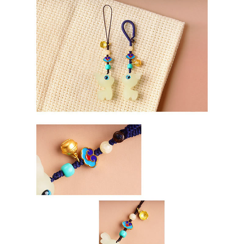 Buddha Stones Mini Słodkie Jelenie Glowstone Luminous Lucky Deer Energy Brelok Telefon Samochód Wisząca Dekoracja