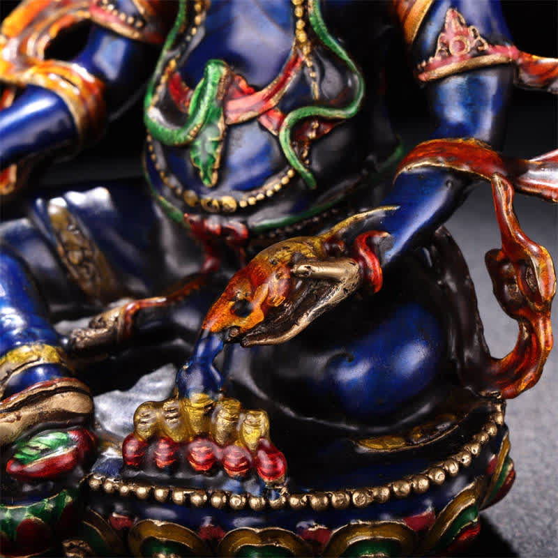 Żółta figurka Bodhisattwy Jambhala Spokój Miedziana statua Dekoracja domu