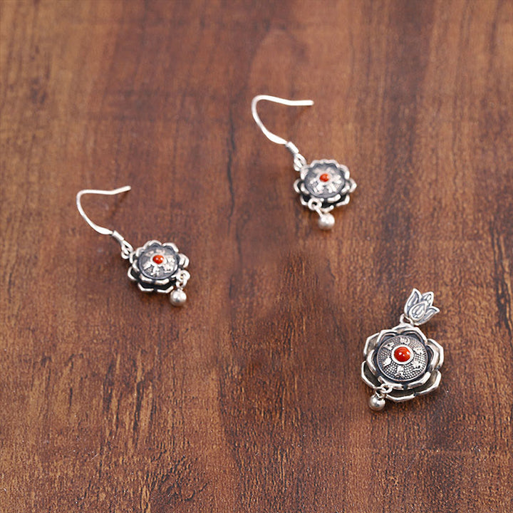 Buddha Stones 925 Srebro Sterling Om Mani Padme Hum Lotus Naszyjnik Pokoju Wisiorek Kolczyki - image 10