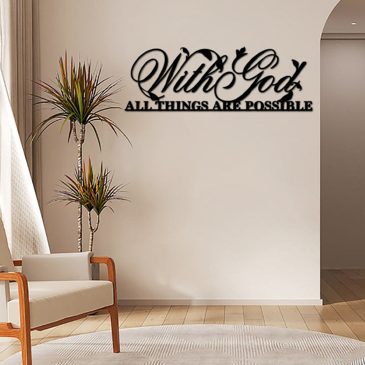 Z Bogiem wszystko jest możliwe metalowy znak ścienny