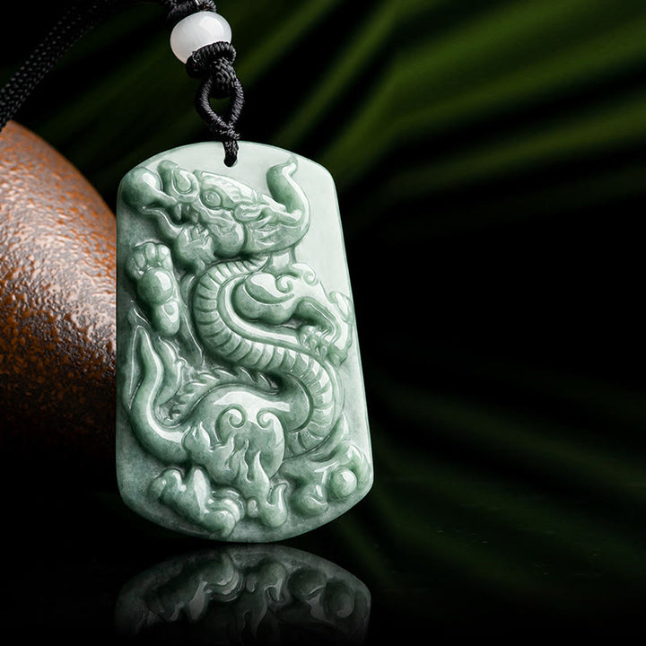 Buddha Stones Rok Smoka Chiński Zodiak Smok Jadeit Amulet Sukcesu Naszyjnik Wisiorek