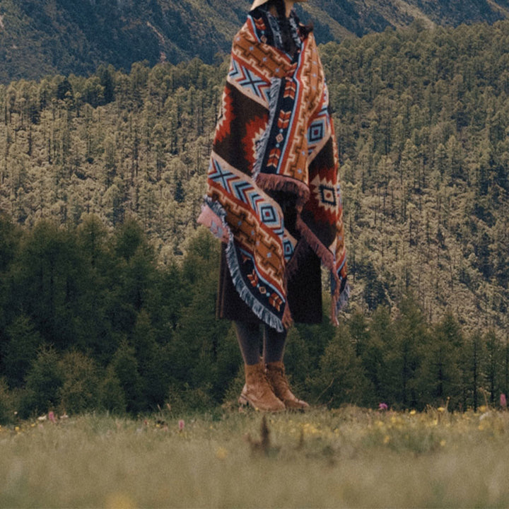 Geometryczny ciepły wygodny koc kempingowy do biura domowego