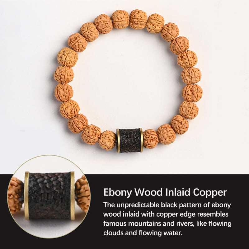 Buddha Stones Tybet Rudraksha Bodhi Seed Bransoletka Bogactwa Pomyślności