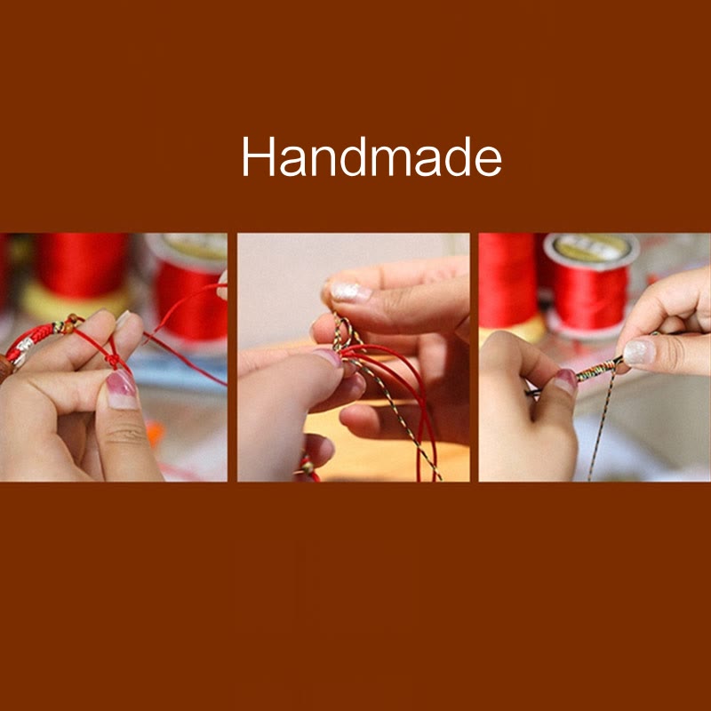 Bransoletka na szczęście z ręcznie robionych kolorowych lin z węzłami King Kong i kamieniami Buddha Stones - image 10