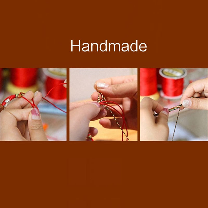 Bransoletka na szczęście z ręcznie robionych kolorowych lin z węzłami King Kong i kamieniami Buddha Stones - image 10